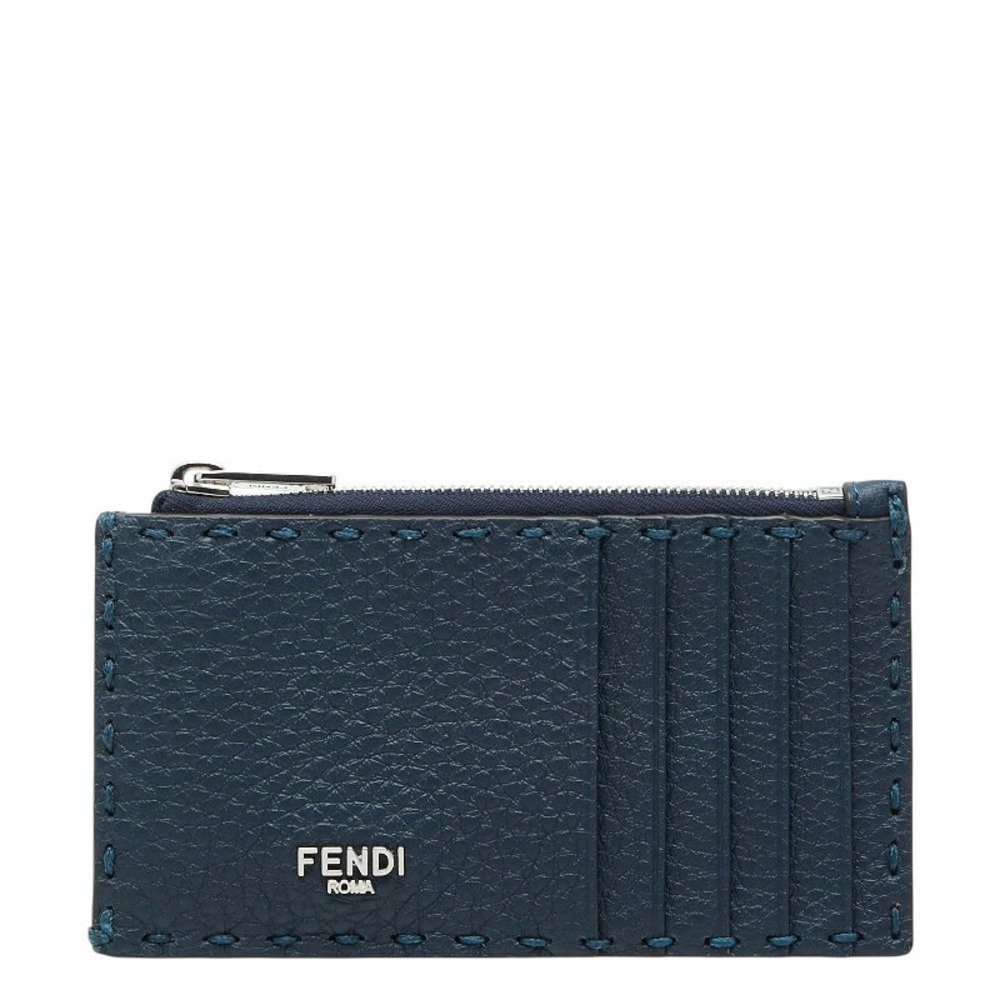 Fendi Selleria Fragment Case Card Navy Blue Red Leather